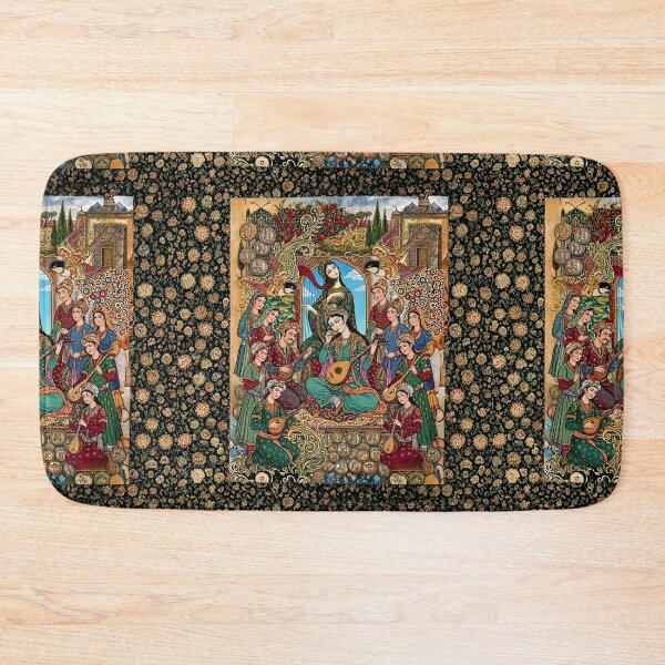 Item preview, Persian Miniature Musician Art | Vintage Middle Eastern Royal Court Illustration | Oriental Floral Fantasy Collage designed and sold by Psycho-Crazy.