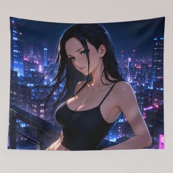 Item preview, Nico Robin One Piece Neon Rooftop Night designed and sold by Dashsopaner.