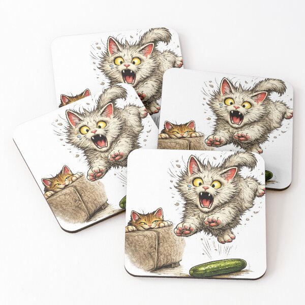 Item preview, Cat vs. Cucumber – Funny Scared Cat Illustration designed and sold by Tito&FlokiCo.