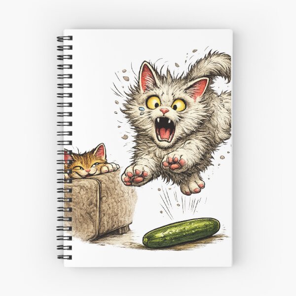Item preview, Cat vs. Cucumber – Funny Scared Cat Illustration designed and sold by Tito&FlokiCo.