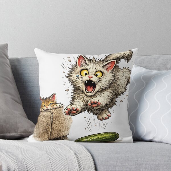Item preview, Cat vs. Cucumber – Funny Scared Cat Illustration designed and sold by Tito&FlokiCo.