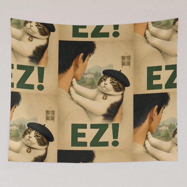 Item preview, Funny Basque Cat Poster, EZ Cat Meme, Euskal Herria Wall Art, Vintage Cat Print, Basque Gift designed and sold by Travellerz.