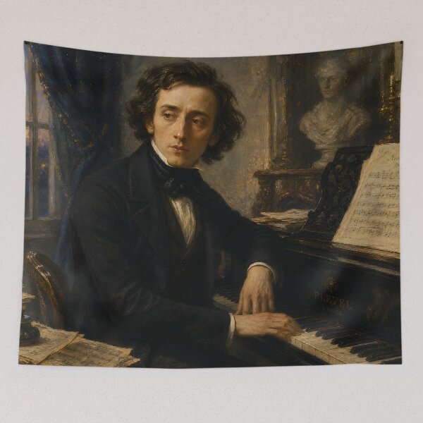 Item preview, Piano Poet: Frédéric Chopin Vintage Oil Painting - Romantic Melodies & Timeless Art designed and sold by DoReMiStudio.