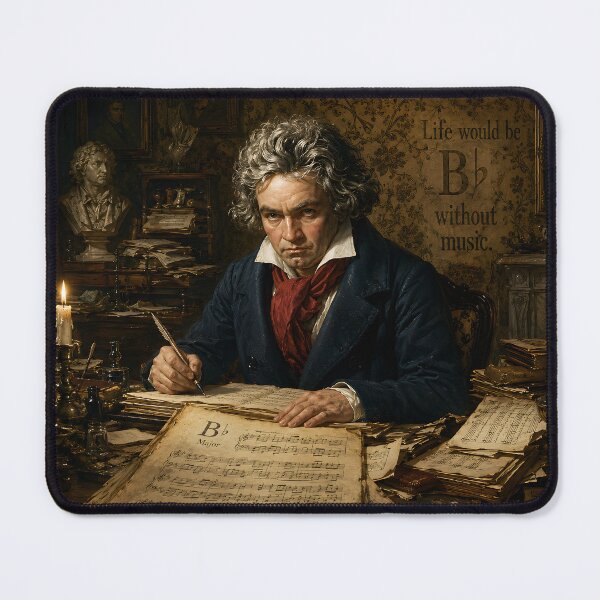 Item preview, Life Would B-Flat Without Music - Beethoven Pun Dark Academia Art designed and sold by DoReMiStudio.
