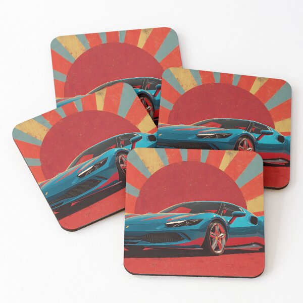 Item preview, Ferrari 296 GTB Retro Style Pop Art Supercar Print designed and sold by AutoPopStudio.