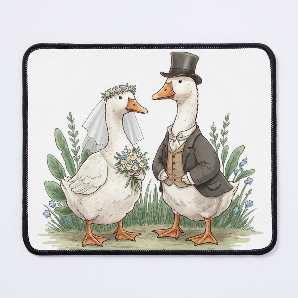 Item preview, Goose Wedding – Charming Bride and Groom Illustration designed and sold by Pasteltone.