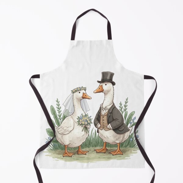 Item preview, Goose Wedding – Charming Bride and Groom Illustration designed and sold by Pasteltone.