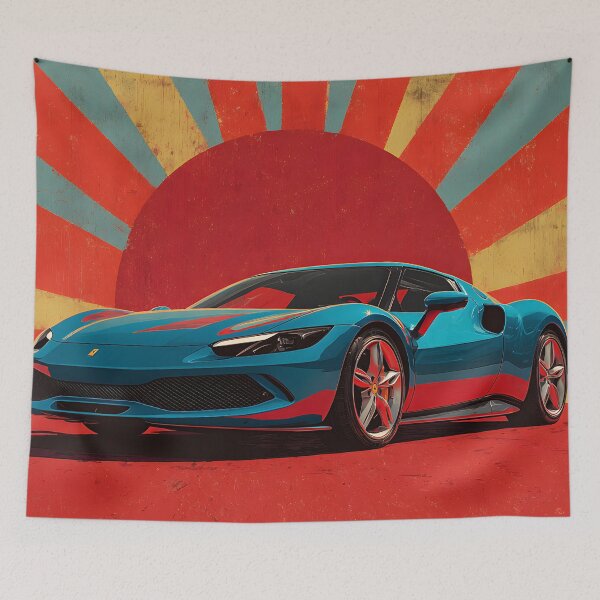 Item preview, Ferrari 296 GTB Retro Style Pop Art Supercar Print designed and sold by AutoPopStudio.