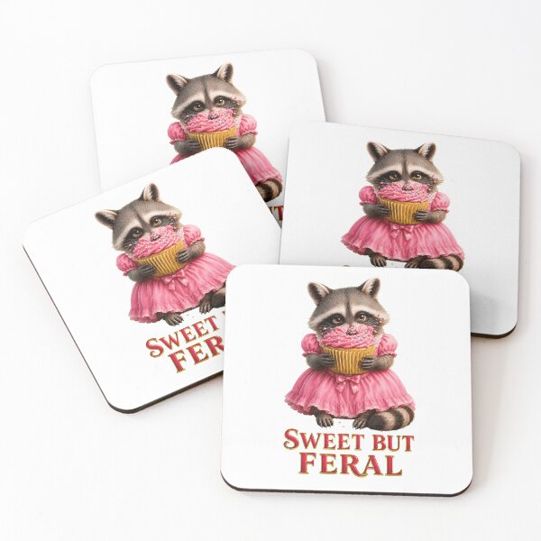 Item preview, Sweet But Feral Raccoon with Pink Cupcake designed and sold by RoPrincess.