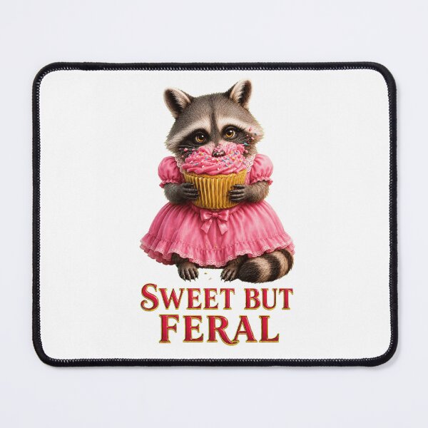 Item preview, Sweet But Feral Raccoon with Pink Cupcake designed and sold by RoPrincess.