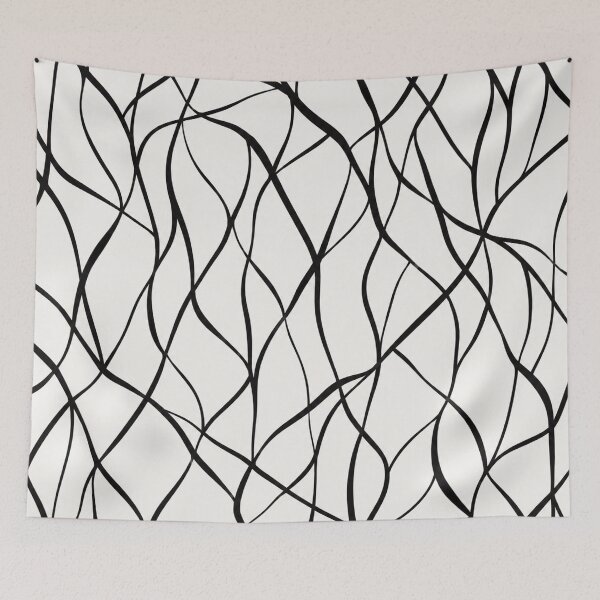 Item preview, Minimalist Black Abstract Wavy Lines Pattern | Modern Geometric Seamless A-Line Dress & Fabric Design designed and sold by Atum&Art.