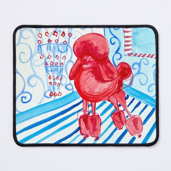 Item preview, Red Poodle in Blue Apartment designed and sold by ArtwithaFriend.