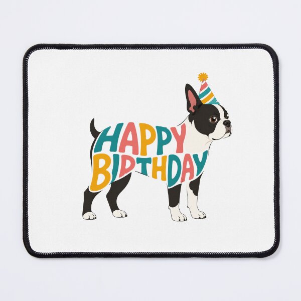 Item preview, Boston Terrier Happy Birthday Silhouette designed and sold by TheAnimalZ00.