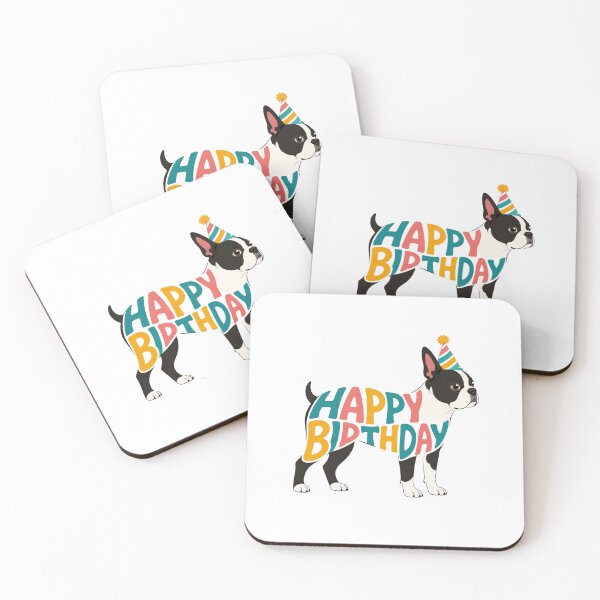 Item preview, Boston Terrier Happy Birthday Silhouette designed and sold by TheAnimalZ00.