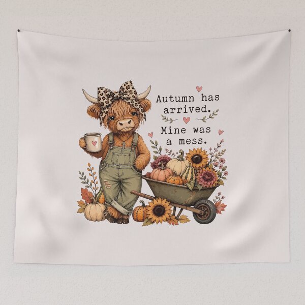 Item preview, Autumn Has Arrived Mine Was A Mess Funny Highland Cow Fall Pumpkin designed and sold by mari-kayden.