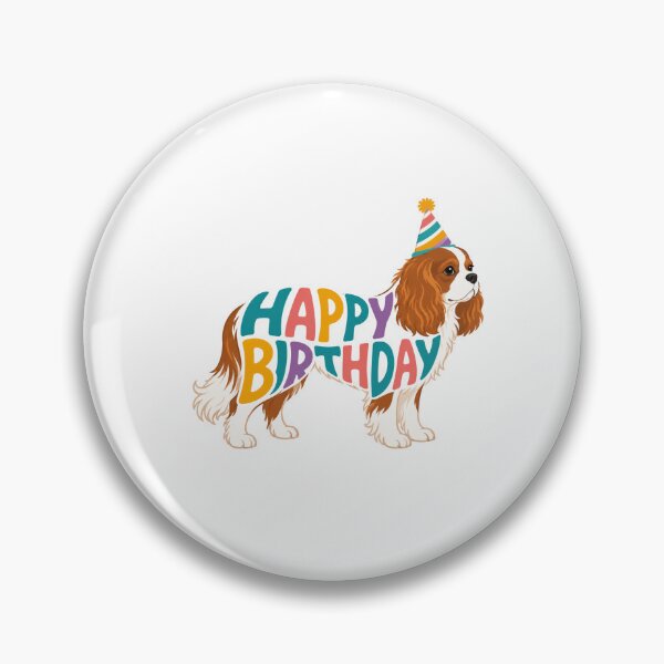 Item preview, Cavalier King Charles Spaniel Happy Birthday Silhouette designed and sold by TheAnimalZ00.