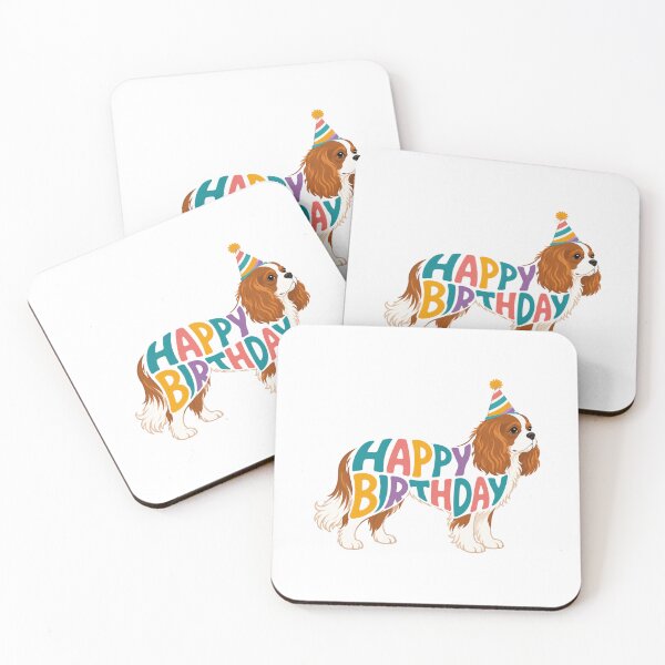 Item preview, Cavalier King Charles Spaniel Happy Birthday Silhouette designed and sold by TheAnimalZ00.