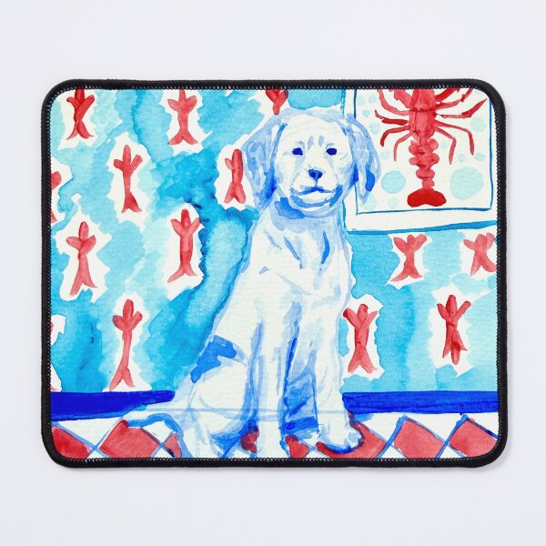 Item preview, Blue Labrador in front of Lobster Painting designed and sold by ArtwithaFriend.