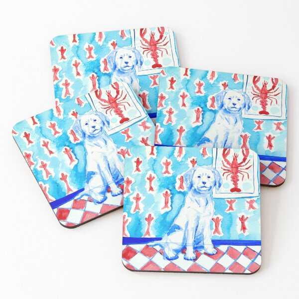 Item preview, Blue Labrador in front of Lobster Painting designed and sold by ArtwithaFriend.
