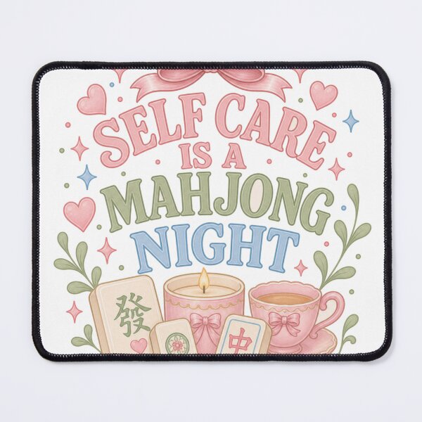 Item preview, Self Care Is a Mahjong Night Cozy pastel design designed and sold by BoosterShop.