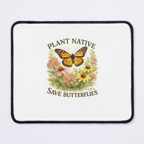 Item preview, Plant Native Save Butterflies | Monarch Butterfly Pollinator Sticker designed and sold by Whiskered Garden Studio.