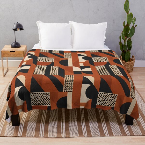 Item preview, Rust Orange and Black Abstract Geometric Pattern designed and sold by zenjiinspired.