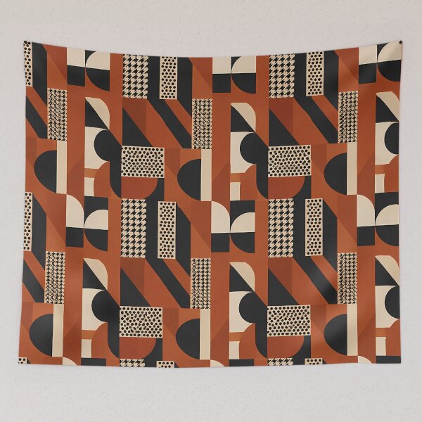 Item preview, Rust Orange and Black Abstract Geometric Pattern designed and sold by zenjiinspired.