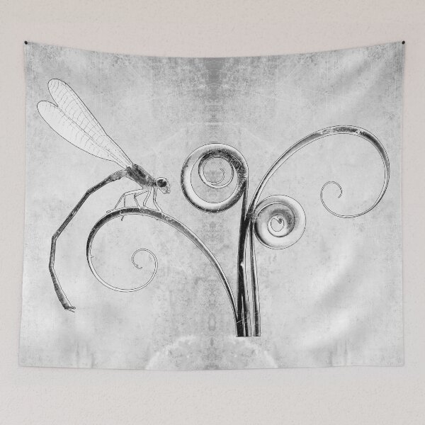 Item preview, Damselfly Perched on Curling Fern Fronds designed and sold by Ghoul Enterprises.