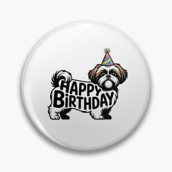 Artikelvorschau, Shih Tzu Happy Birthday Silhouette entworfen und verkauft von TheAnimalZ00.