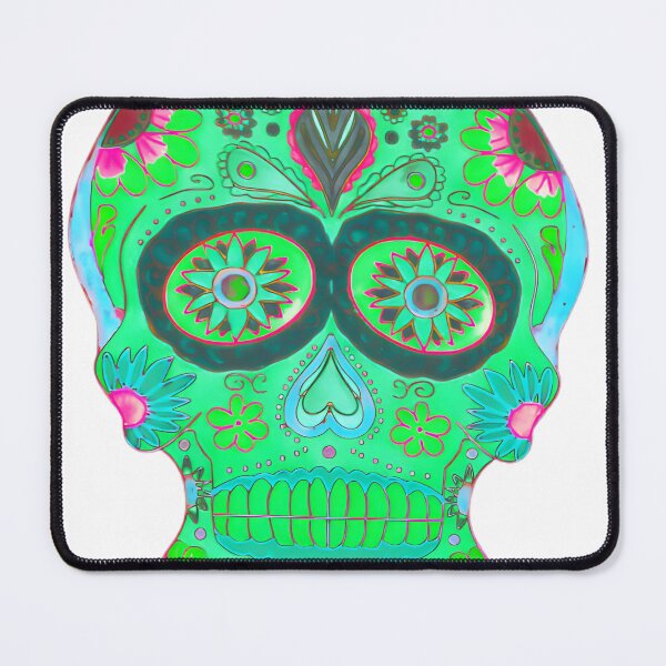 Item preview, Vibrant Neon Sugar Skull Floral Artwork designed and sold by beoldfashioned.