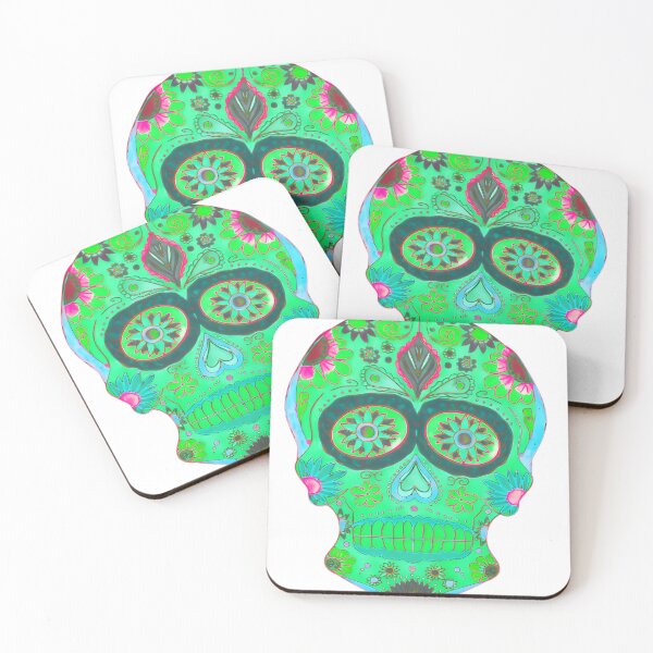 Item preview, Vibrant Neon Sugar Skull Floral Artwork designed and sold by beoldfashioned.