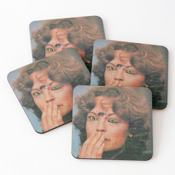Item preview, Collage of a woman with reptile eyes, a third eye, and embroidery designed and sold by RousTheFool.