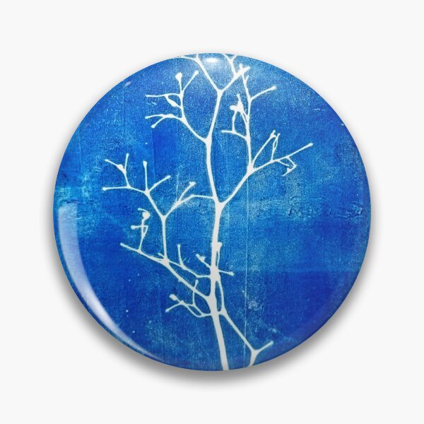 Item preview, Cyan Blue Botanical Branch Wall Art | Minimalist Gelli Nature Print for Modern Home Decor designed and sold by SWSandraWechner.