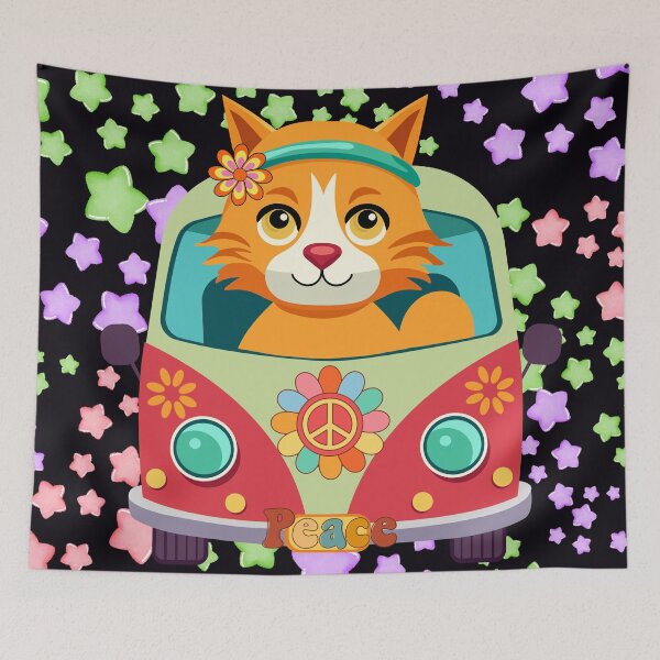 Item preview, Groovy Peace Cat designed and sold by MountainRoisin.