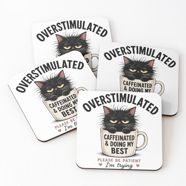 Item preview, Overstimulated Cat Funny Gift for Coffee Lover Introverts designed and sold by Vibrantdream.
