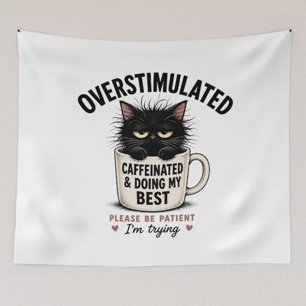 Item preview, Overstimulated Cat Funny Gift for Coffee Lover Introverts designed and sold by Vibrantdream.