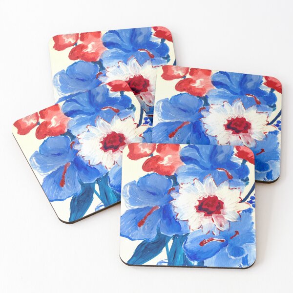 Artikelvorschau, Rote Mohnblumen, blaue Schwertlilien, weiße Sonnenblumen entworfen und verkauft von ArtwithaFriend.