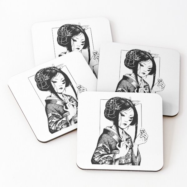 Item preview, Japanese Geisha Skull Blackwork Tattoo Art designed and sold by edwinblackwork.