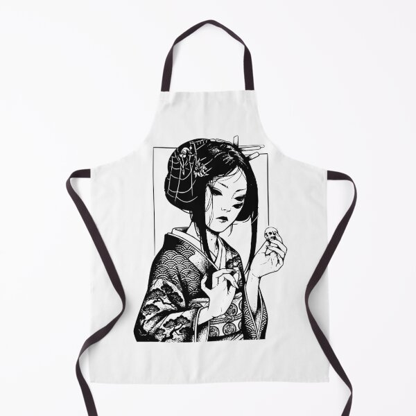 Item preview, Japanese Geisha Skull Blackwork Tattoo Art designed and sold by edwinblackwork.