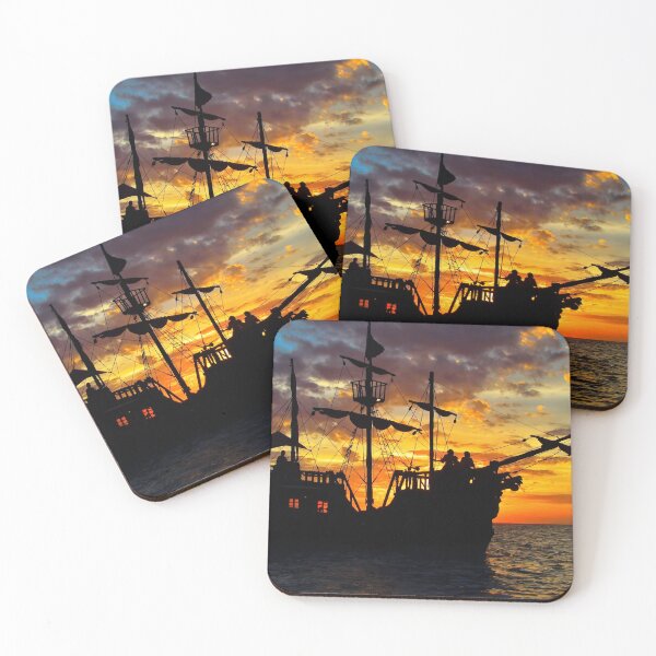 Item preview, Pirate Ship Silhouette Sunset Design designed and sold by Mterry1202.