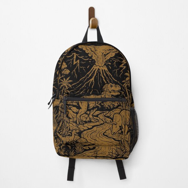 Item preview, Vintage Dinosaur Eruption - Retro Linocut Aesthetic designed and sold by EunsooLee.