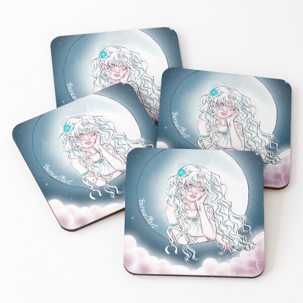 Item preview, Human Moon Personification Watching the Ocean / Dark Fantasy Art designed and sold by Bereeliart.