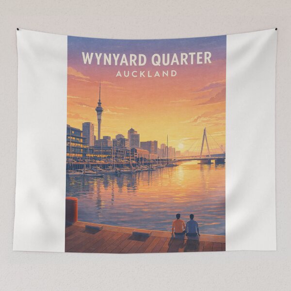 Item preview, Wynyard Quarter Auckland Waterfront and Viaduct Harbour Skyline at Sunset designed and sold by Places On Earth.