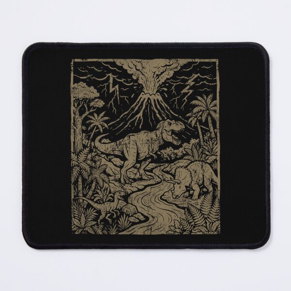 Item preview, Vintage Dinosaur Eruption - Retro Linocut Aesthetic. #2 designed and sold by EunsooLee.