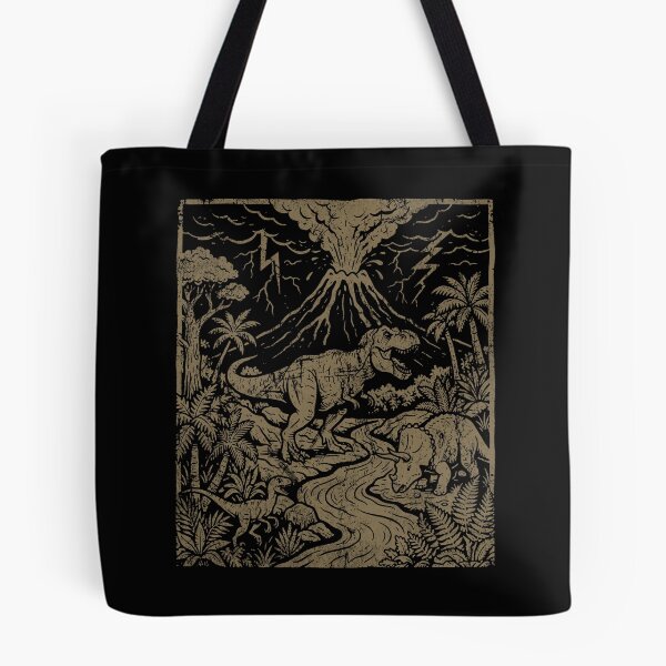 Item preview, Vintage Dinosaur Eruption - Retro Linocut Aesthetic. #2 designed and sold by EunsooLee.