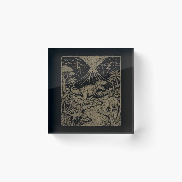 Item preview, Vintage Dinosaur Eruption - Retro Linocut Aesthetic. #2 designed and sold by EunsooLee.