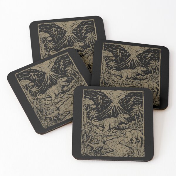 Item preview, Vintage Dinosaur Eruption - Retro Linocut Aesthetic. #2 designed and sold by EunsooLee.