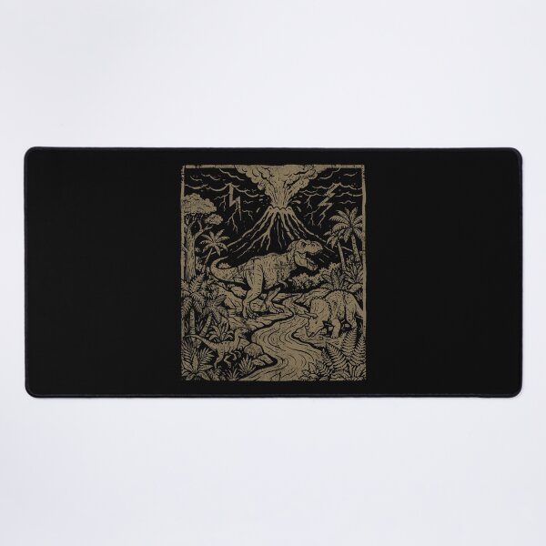 Item preview, Vintage Dinosaur Eruption - Retro Linocut Aesthetic. #2 designed and sold by EunsooLee.