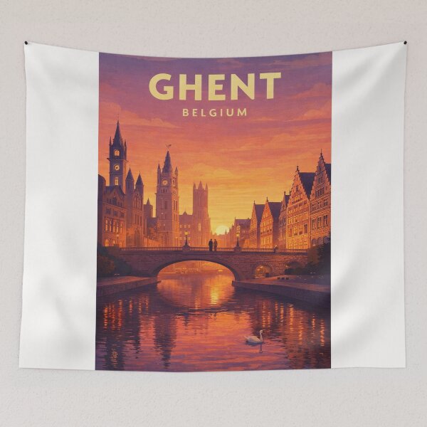 Item preview, Ghent Belgium Medieval Canals Historic Bridges and Flemish Skyline designed and sold by Places On Earth.