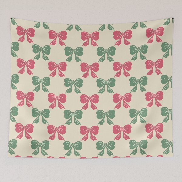 Item preview, Medium Coquette Pink Green Bows on Cream Trellis designed and sold by DColourMuse.